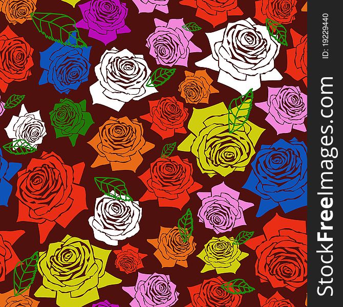 Seamless Roses Color Pattern