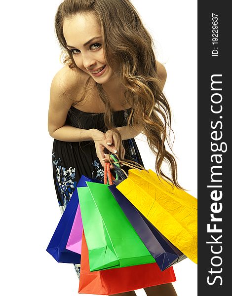 Stylish woman with shopping bag