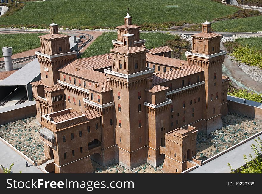 Reconstruction in miniature of an Italian castle. Reconstruction in miniature of an Italian castle