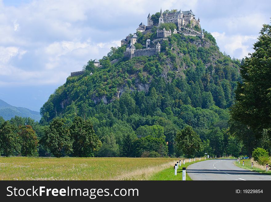 Big medieval castle Hohostervits, located on the mountain, Austria, K?rnten. Big medieval castle Hohostervits, located on the mountain, Austria, K?rnten