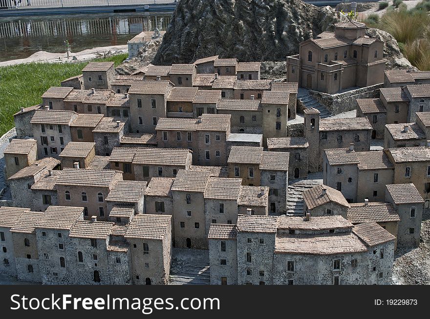 Reconstruction in miniature of a classic Italian village. Reconstruction in miniature of a classic Italian village