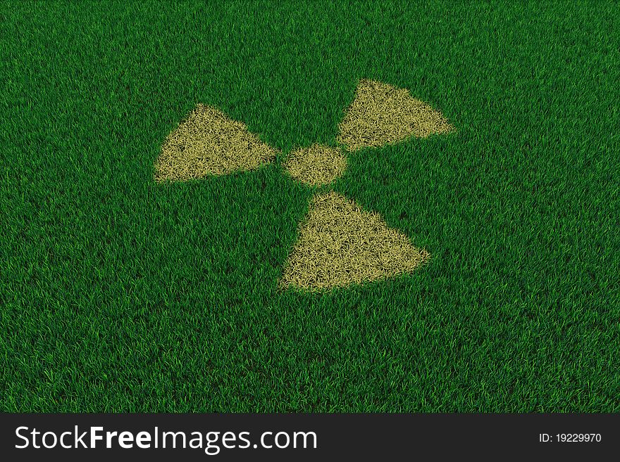 Radiation Symbol From Thatch On Green Grass