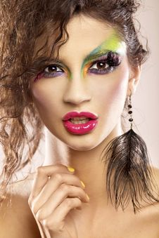 Young Attracive Female In Multicolor Make-up Royalty Free Stock Photos Young Attracive Female In Multicolor Make-up Royalty Free Stock Photos