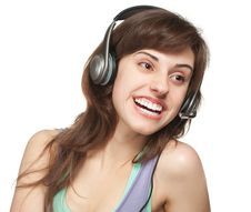 Happy Girl With Headset Royalty Free Stock Image Happy Girl With Headset Royalty Free Stock Image
