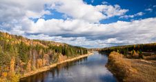 River With Green And Yellow Trees. Stock Photos River With Green And Yellow Trees. Stock Photos