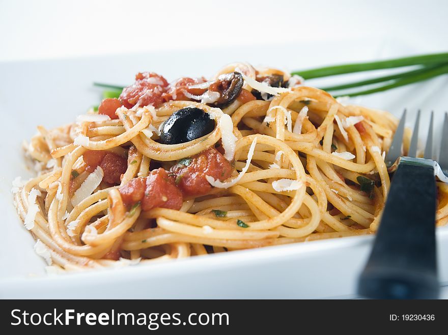 Spaghetti alla puttanesca, an italian recipe