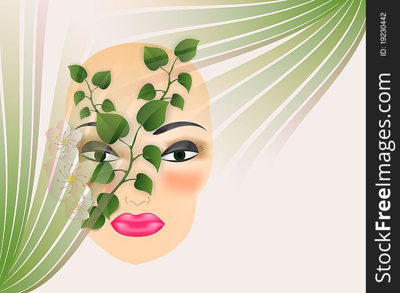 Lady head with abstract make-up on background, vector format. Lady head with abstract make-up on background, vector format