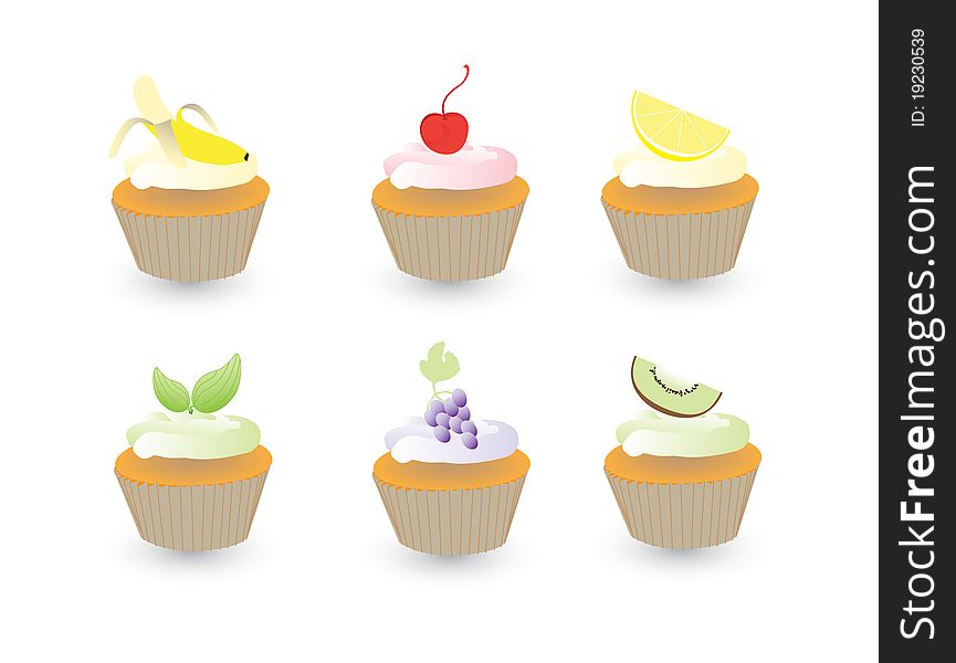 Different types of muffins with fruits