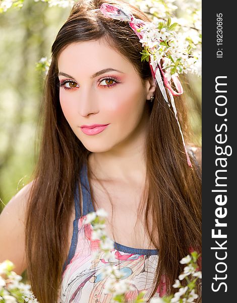 Outdoor portrait of the young beautiful girl. Outdoor portrait of the young beautiful girl