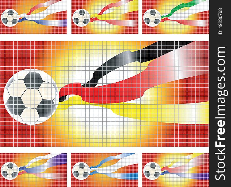 Soccer ball with national color ribbons. Net can remove. Soccer ball with national color ribbons. Net can remove.