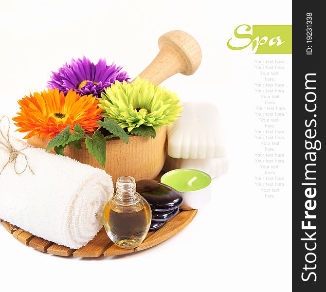 Spa setting on a white background