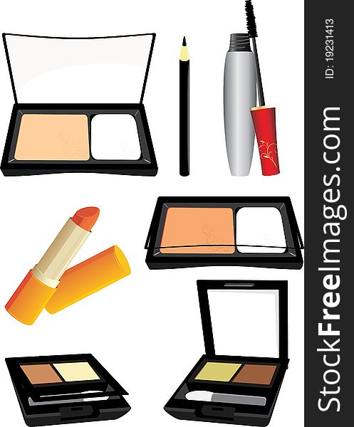 Collection of decorative cosmetic. Illustration