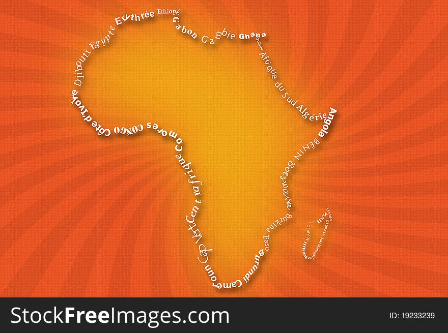 Typograhpy Illustration of africa map. Typograhpy Illustration of africa map