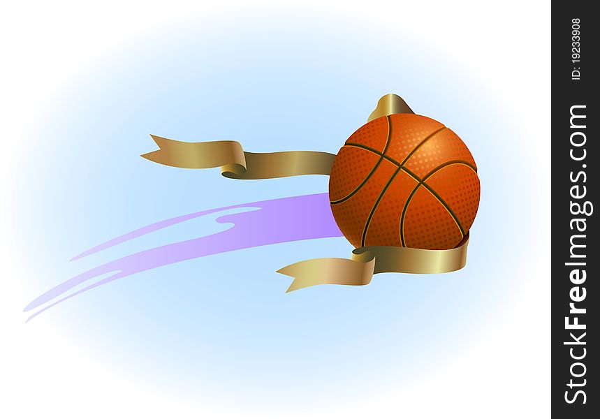 basketball and ribbon on   light background