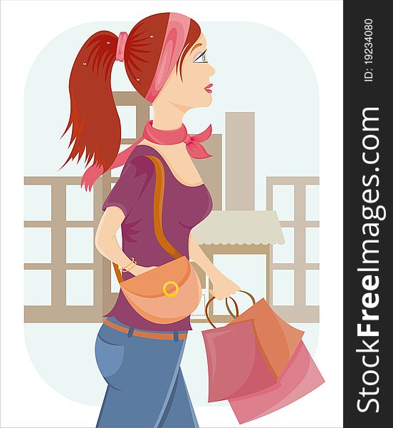 Shopping girl with a lot of bags