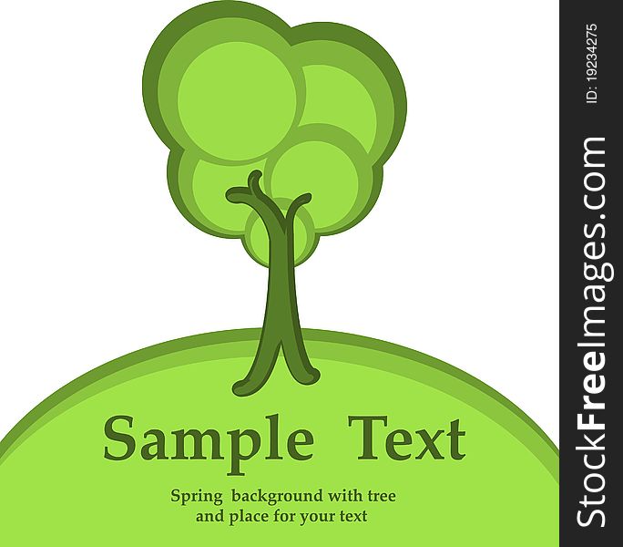 Green background with tree and sample text. Green background with tree and sample text