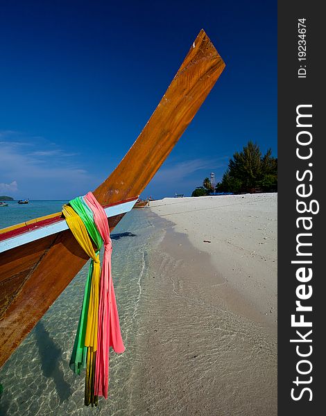 Head long tail fisherman boat in South of Thailand.