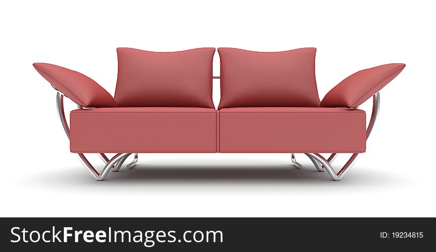 3d pink sofa on a white background. 3d pink sofa on a white background