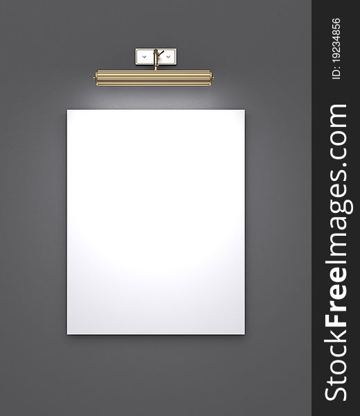 3d Blank White Picture On A Gray Wall