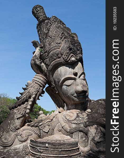 Figure Buddhism, gigantic statues in Nong Khai, north-east of Thailand