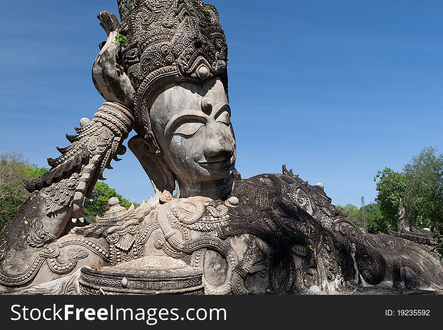 Figure Buddhism, gigantic statues in Nong Khai, north-east of Thailand