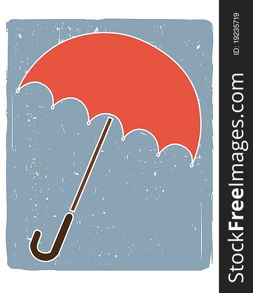Simple Angled Umbrella Icon Grungy White Scratchs