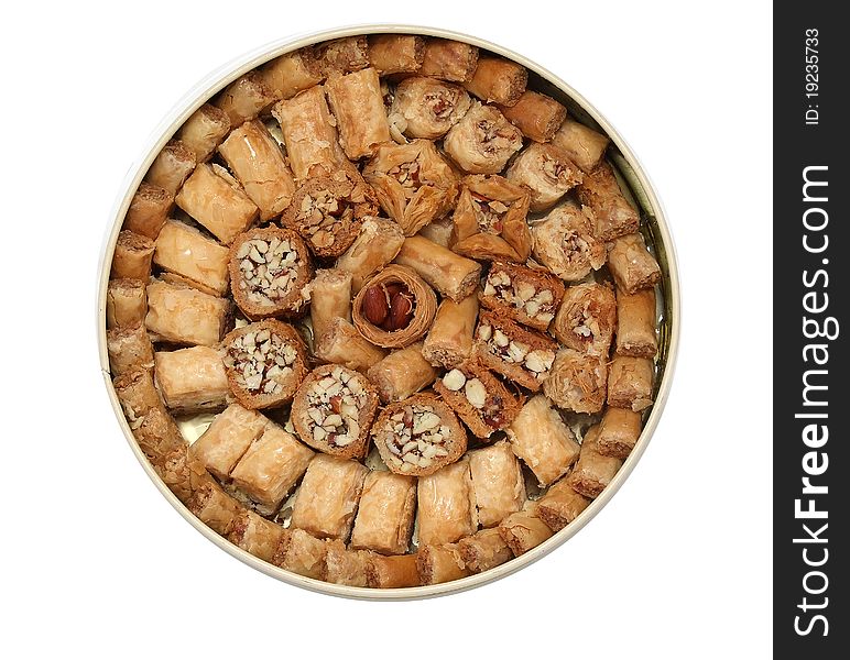 A set of Oriental sweets Baklawa Baklava Mixed Pistachio Borma Pine Nuts    	
Nammoura Extra