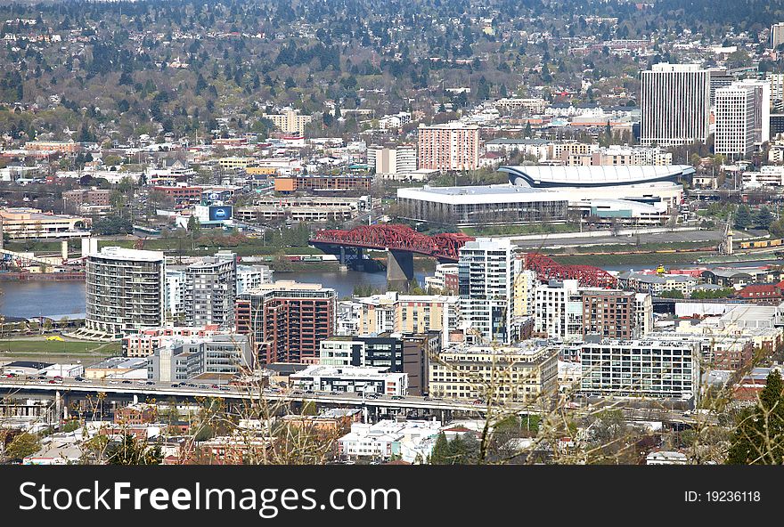 The Broadway bridge and Blazer stadium in Portland Oregon. The Broadway bridge and Blazer stadium in Portland Oregon.