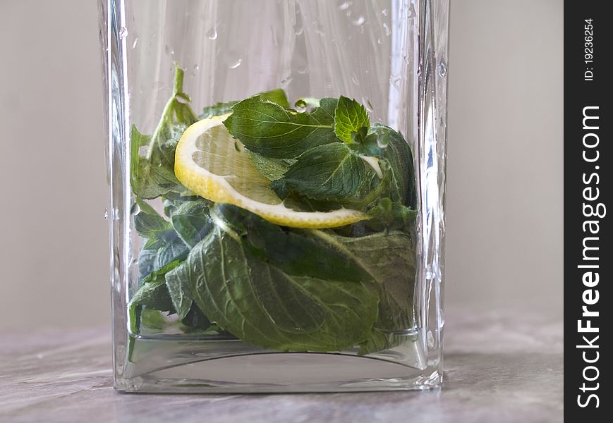 Cooking with lemon mint drink. Cooking with lemon mint drink