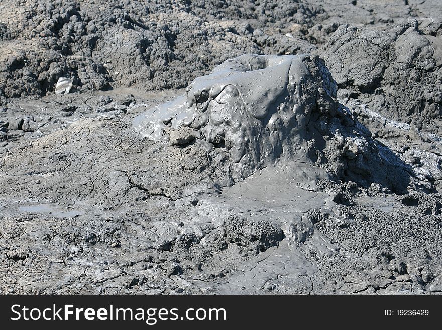 Mud vulcano. Closeup view of mud.