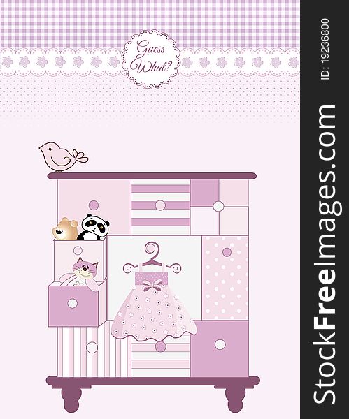New baby girl greeting card with nice closed
