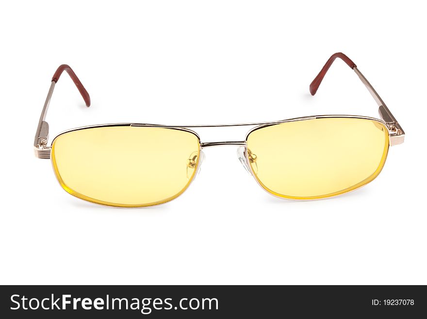 Yellow glasses isolated on a white background