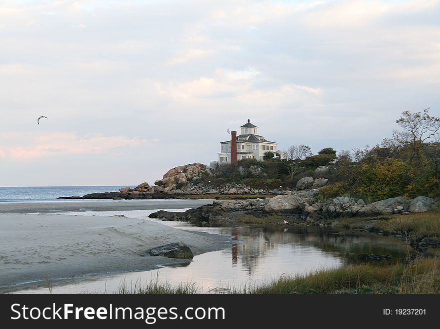A shoreline along the coast of New England 
with the tide coming in is a typical and beautiful site. A shoreline along the coast of New England 
with the tide coming in is a typical and beautiful site.
