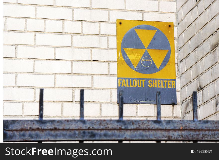 Fallout shelter sign on building in NYC