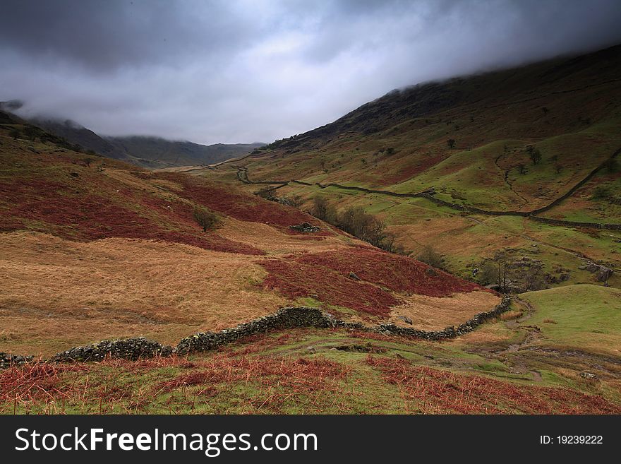 The landscape of the lake district, England. The landscape of the lake district, England