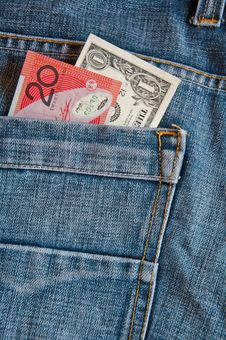 Money In Jean Pocket Stock Photos