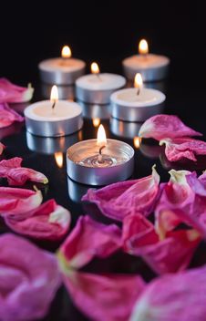 Candles And Petals Stock Image Candles And Petals Stock Image