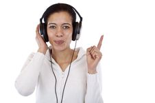 Woman With Headphones Listening To Mp3 Music Stock Photo Woman With Headphones Listening To Mp3 Music Stock Photo