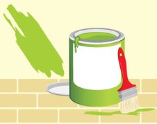 Jar With A Paint And Brush Stock Images