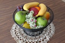 Bowl Of Fruit On Lace Royalty Free Stock Photography Bowl Of Fruit On Lace Royalty Free Stock Photography