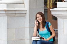 Student Talking On Cell Phone Stock Image Student Talking On Cell Phone Stock Image