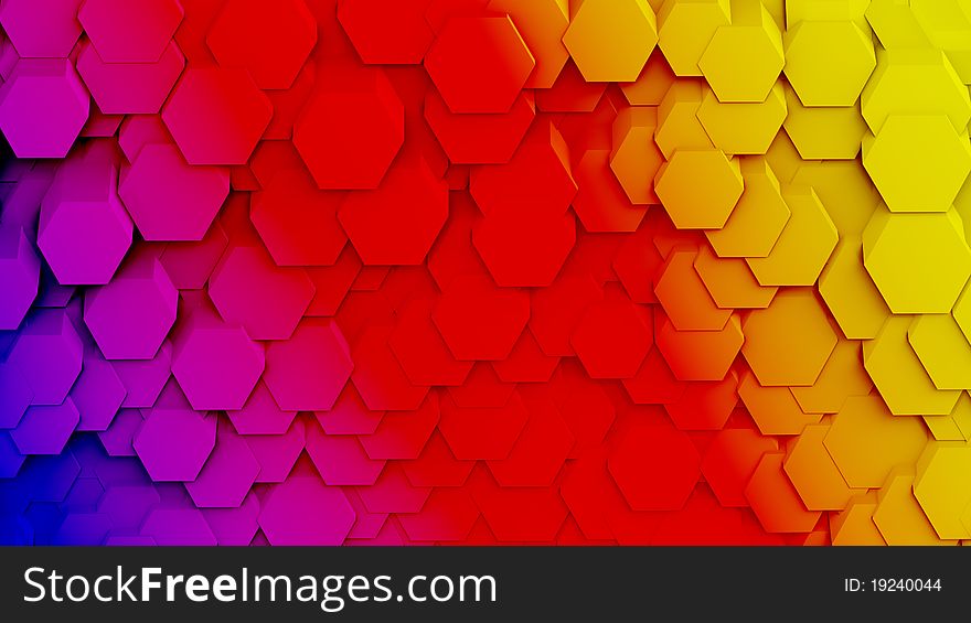 Colorful honeycomb stacked patterns background computer rendering. Colorful honeycomb stacked patterns background computer rendering