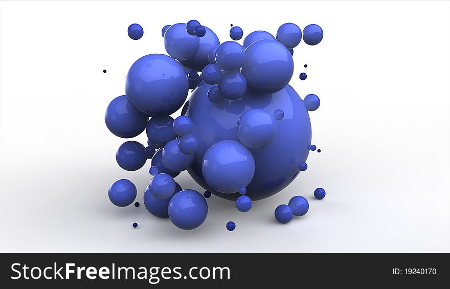 Packed blue plastic spheres isolated on white background. Packed blue plastic spheres isolated on white background