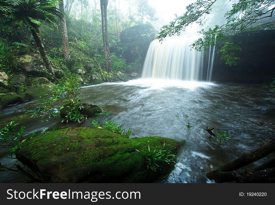 The waterall in forest on rainy season. The waterall in forest on rainy season.