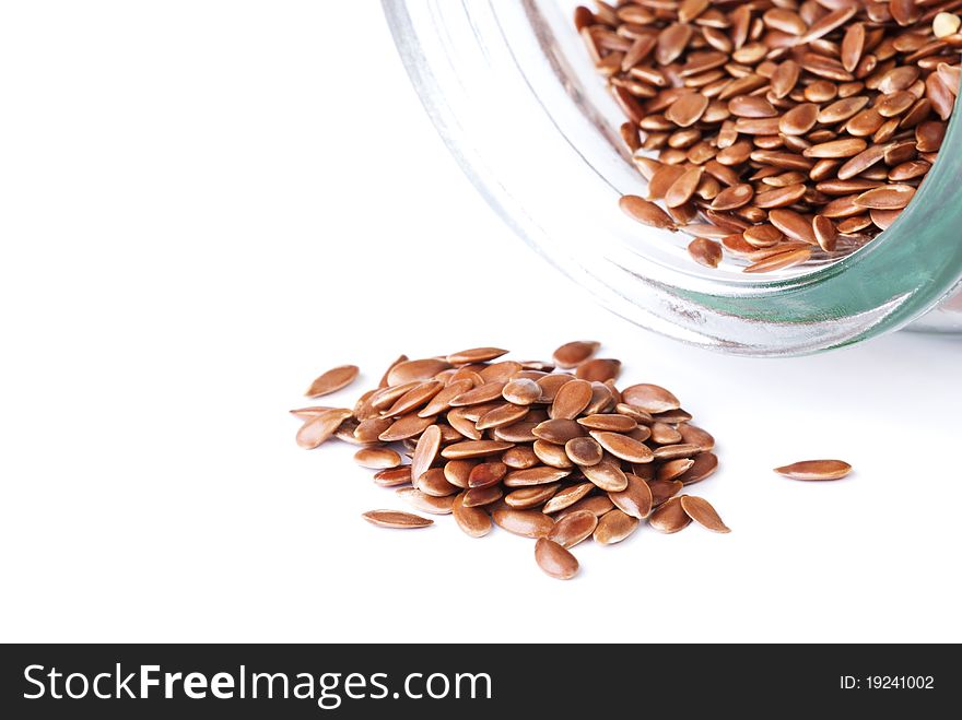 A flax seeds, isolated on white