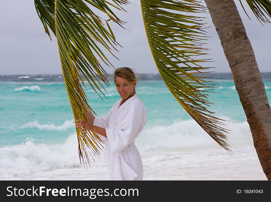 Young Woman On A Tropical Beach