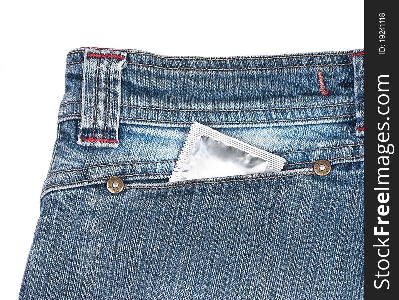 Condom in a jeans pocket