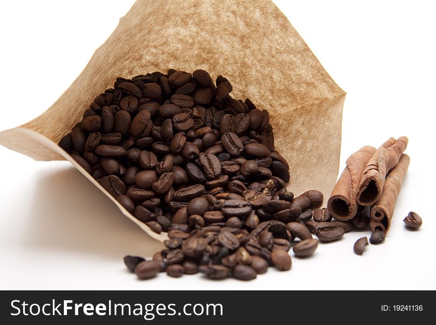 Coffee Beans With Cinnamon Pole