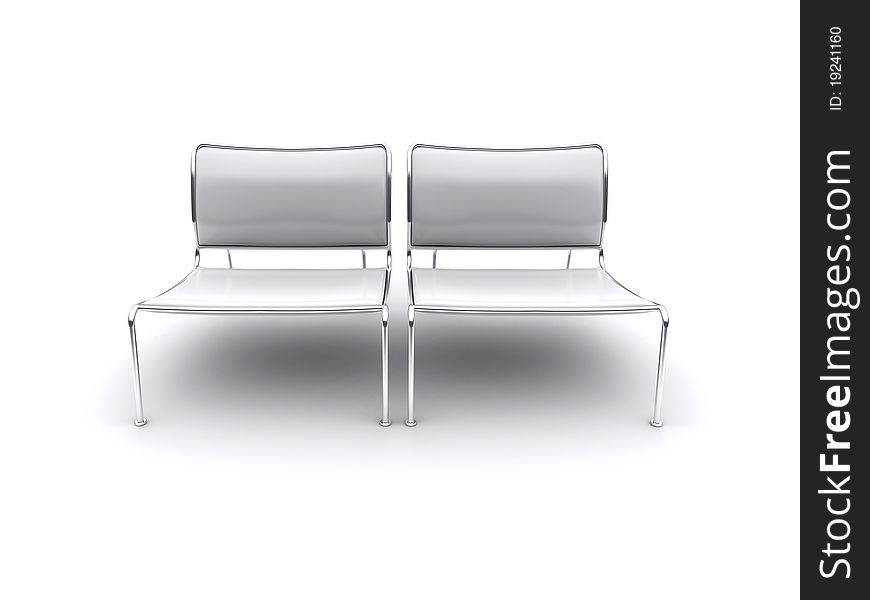 Two chairs on a white background