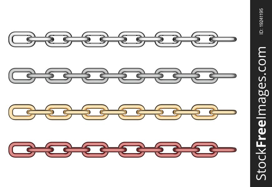 3d chains of different materials. 3d chains of different materials